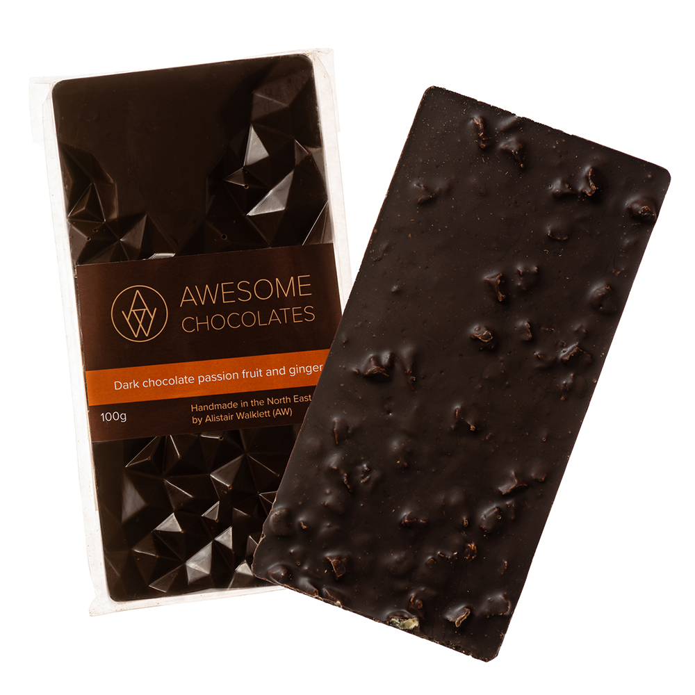 Dark chocolate passion fruit and ginger 55%